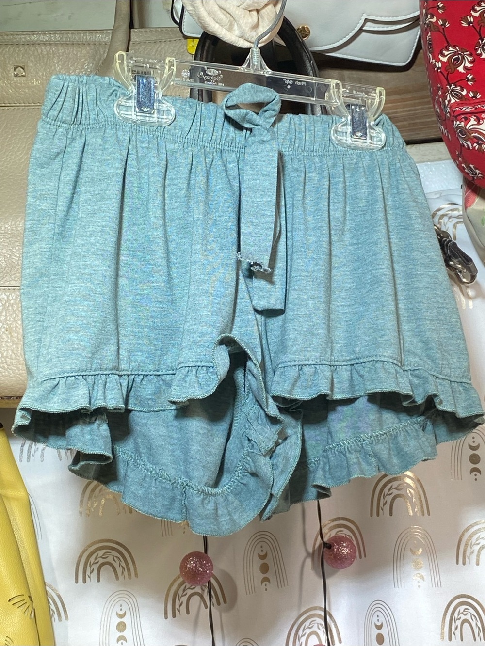 Women's Ruffled Drawstring Skort Shorts — Light Teal